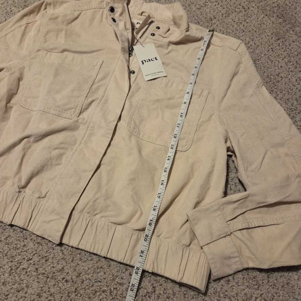 NWT Pact Corduroy Bomber Jacket Sandshell Beige Women's XL Modern Organic Cotton - Picture 6 of 9